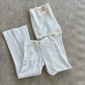 Isla White Knit Two-Piece Set cotton crochet cover up matching set swimwear